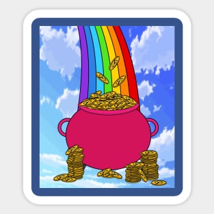 Rainbow With Boiler Pot Full Of Gold Sticker